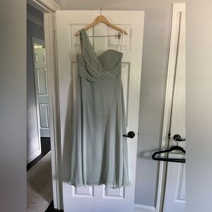 Light Green One Shoulder Bridesmaid Dress